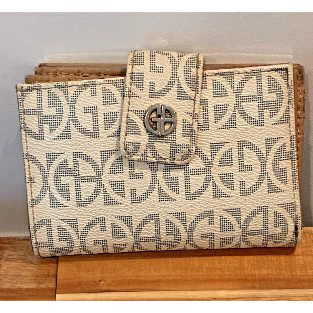 Giani Bernini Signature Monogram Bifold Wallet Kiss Lock Coin Purse Quiet Lux